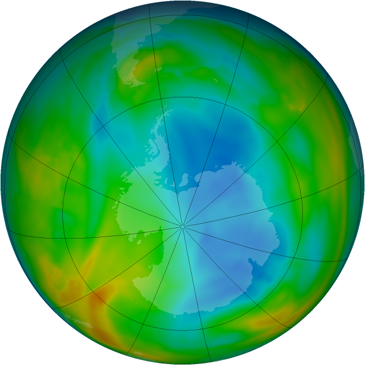 Antarctic ozone map for 06 July 2007